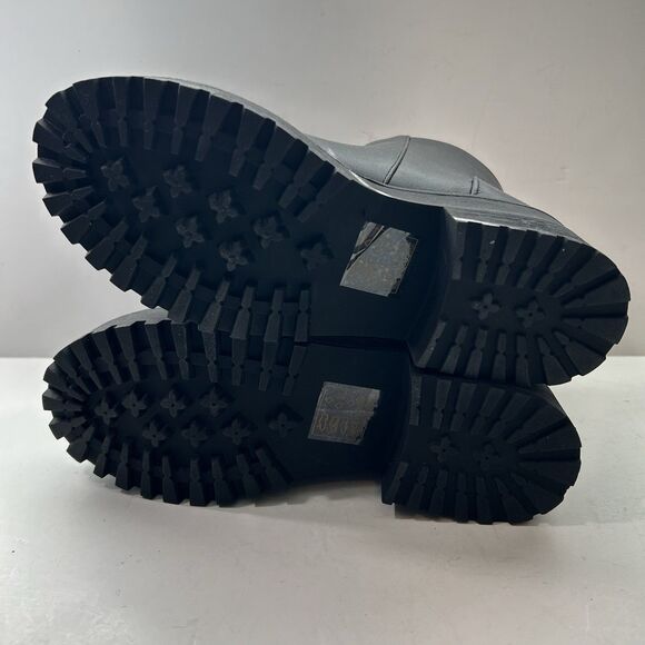 Qupid Women Side Zip Lug Black Platform Chunky Ankle Boot Size 6 - Picture 7 of 11